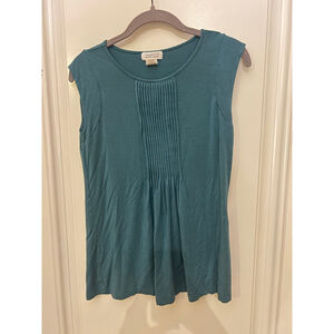 Women's Barneys New York Teal Pleated Tank Top M